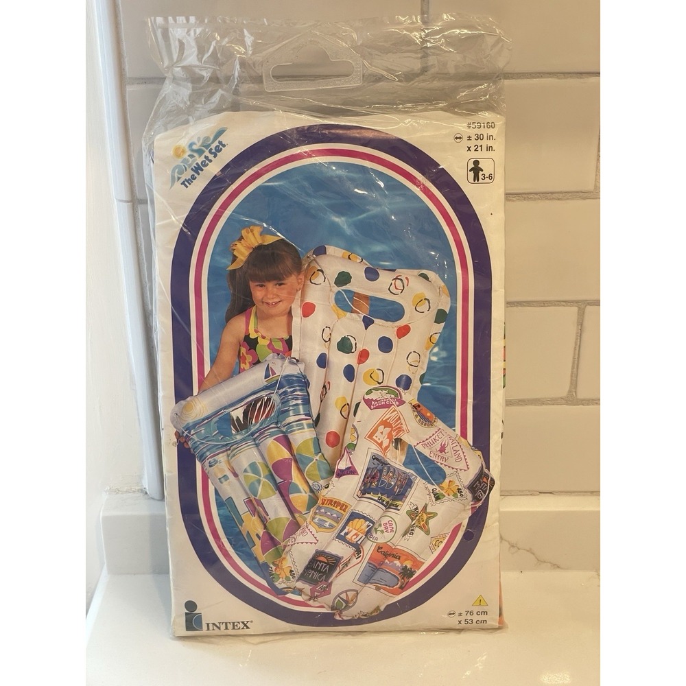 Vintage Intex‎ The Wet Set Pool Float Raft 1996 30" x 21" Tropical Travel Sealed
